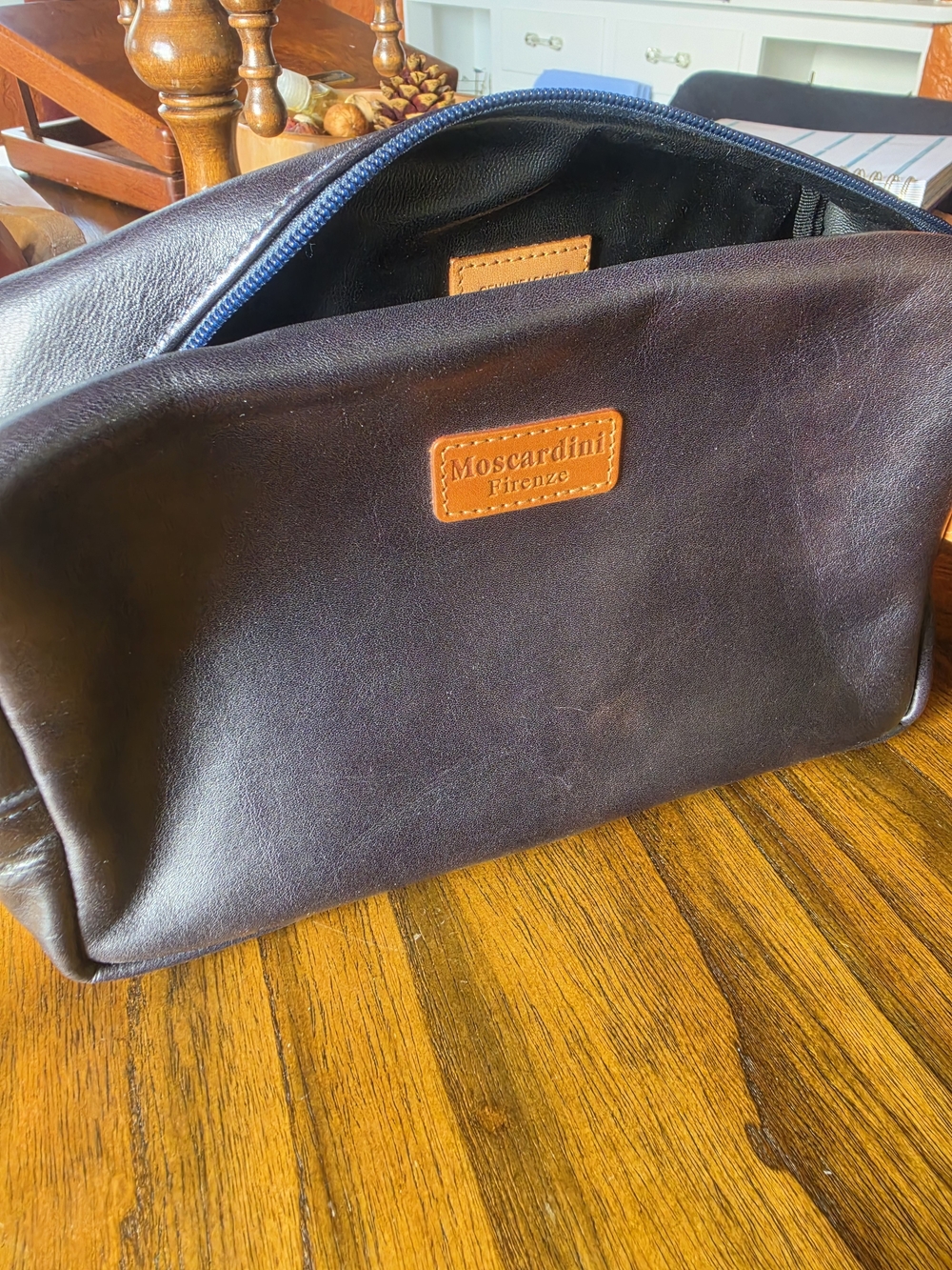 Black Toiletry Dopp Makeup Bag Moscardini Firenze Italy - EUC